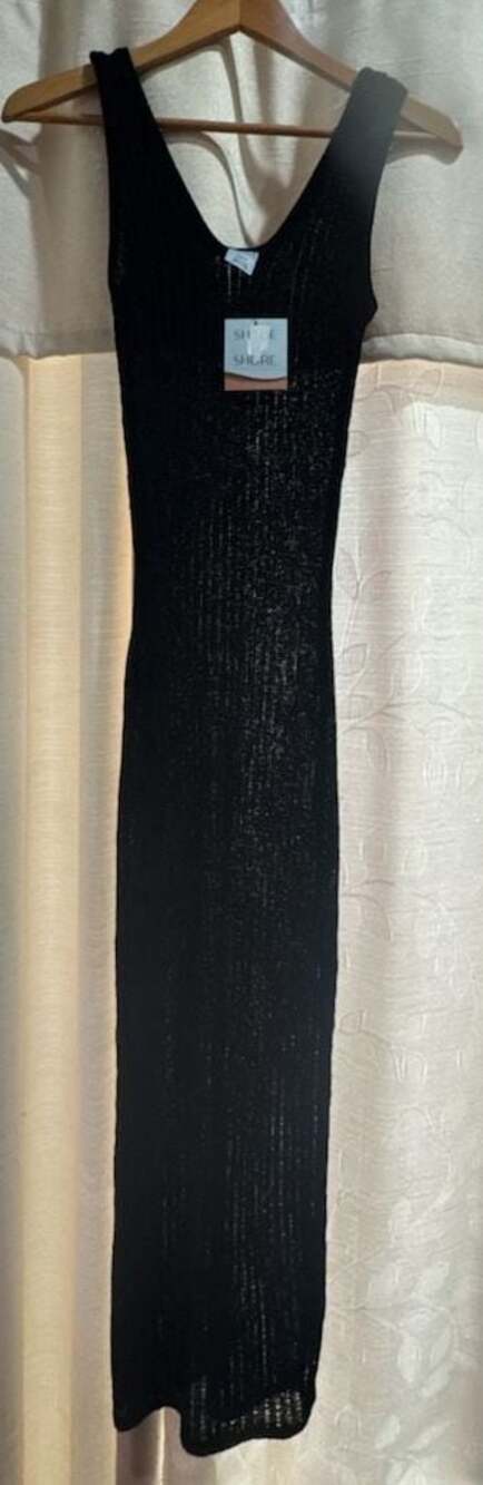 G276 Shade & Shore Black Knit Midi Dress Size XS (0-2)